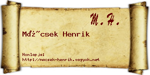 Mácsek Henrik névjegykártya